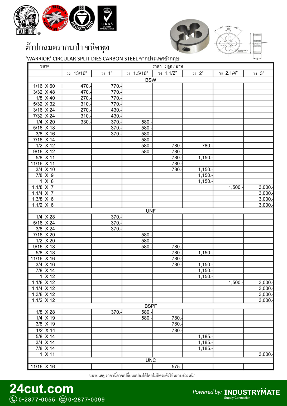 ต๊าปกลม ตราคนป่า (Dies Taps ยี่ห้อ WARRIOR)